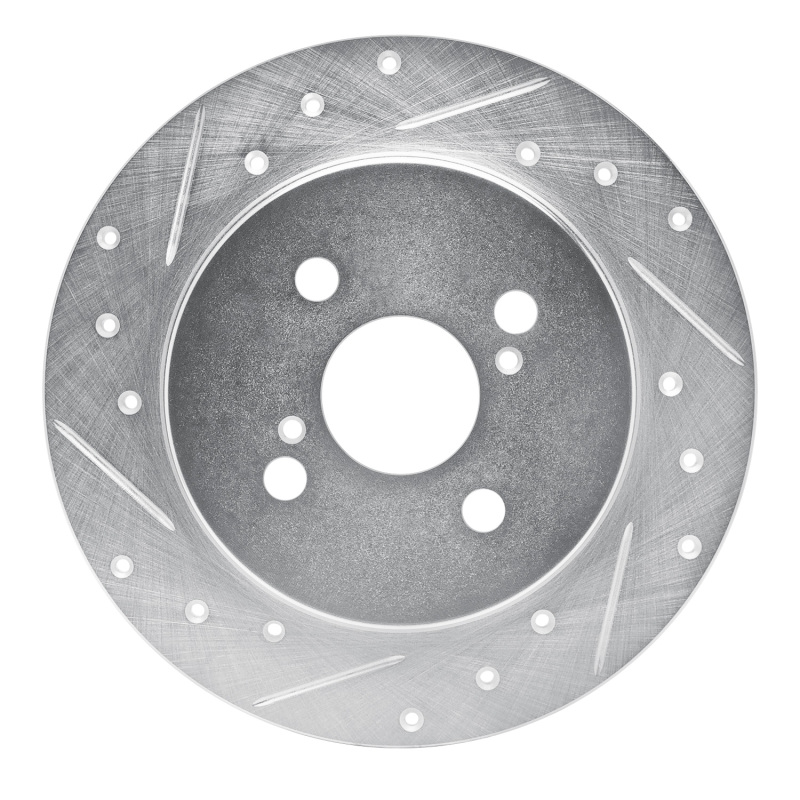 Toyota Yaris Brake Rotor (1) - Rear Left - R1 Concepts - Drilled & Slotted - Silver - `12-`18